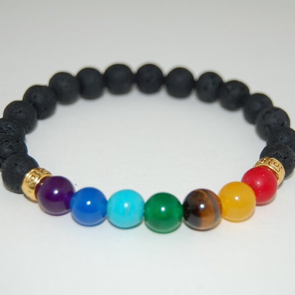 Lava Bracelet,7 Chakra Bracelet,Lava 7 chakra bracelet - Picture 2 of 2